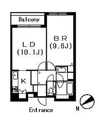 ヒルコート千駄木 1LDKの間取図画像