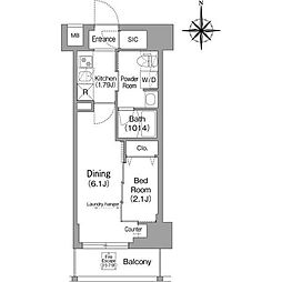 COMFORIALIV下落合 1DKの間取図画像