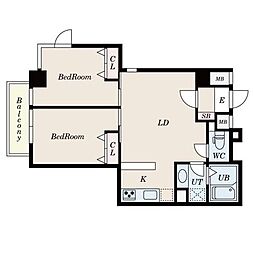 エスパシオ内藤町 2LDKの間取図画像