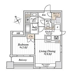 ドゥーエ銀座イースト1 1LDKの間取図画像