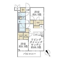 ラペルラ目黒東山2 2LDKの間取図画像