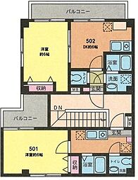 アーバンヒルズ中野新橋 1DKの間取図画像