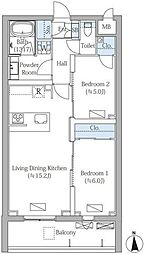 モクシオンプレミアム四谷大京町 2LDKの間取図画像