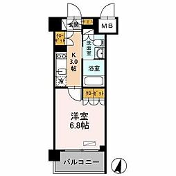 カスタリア武蔵小杉 1Kの間取図画像
