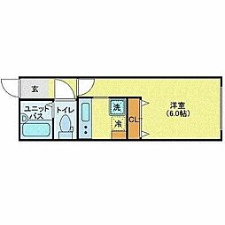 モデュロール赤坂 1Kの間取図画像