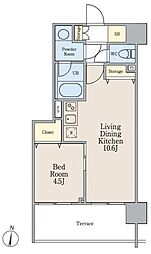 南麻布パークハイツ 1LDKの間取図画像