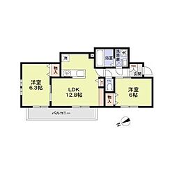 アエルビーレ 2LDKの間取図画像