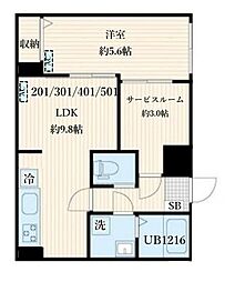 アラート自由が丘 1SLDKの間取図画像
