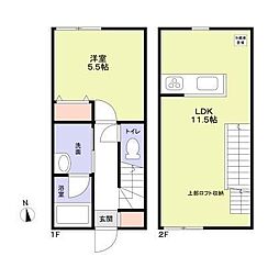 リエゾンB棟 1LDKの間取図画像