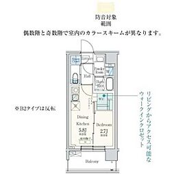 デュオフラッツ東品川オト 1DKの間取図画像