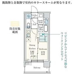デュオフラッツ東品川オト 1DKの間取図画像