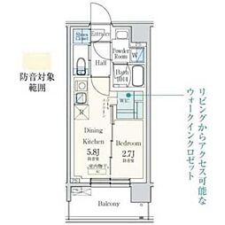 デュオフラッツ東品川オト 1DKの間取図画像