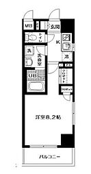 レクレドール豊洲 1Kの間取図画像