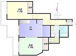 La吉祥寺 2DKの間取図画像