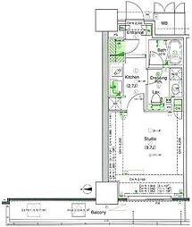 品川タワーフェイス 1Kの間取図画像