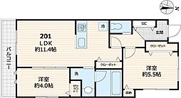 メルヴェーユ久が原 2LDKの間取図画像