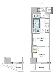 ブリリアイスト門前仲町 1DKの間取図画像