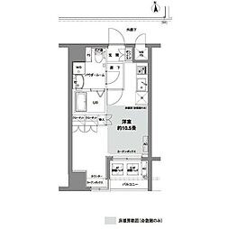 コンフォリア芝公園 ワンルームの間取図画像