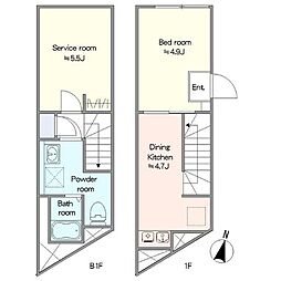 カイラニ桜新町 1SDKの間取図画像