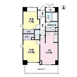 ヒルトップ中野 2DKの間取図画像