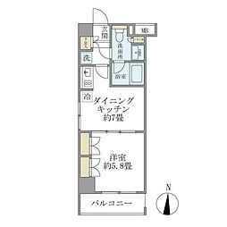 ParkSphere中野富士見町 1DKの間取図画像