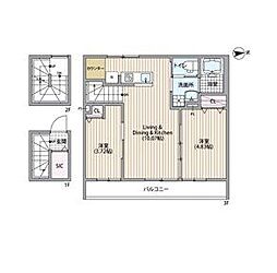 ミハス東新宿II 2LDKの間取図画像