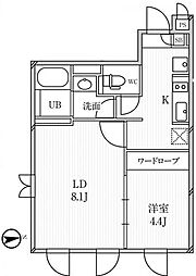ルクレ高田馬場 1LDKの間取図画像