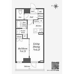 AlphaPrime東陽町 1LDKの間取図画像