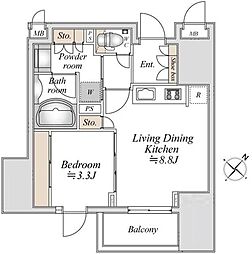 ラドゥセール巣鴨 1LDKの間取図画像