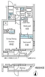 primeBliss中野富士見町1 2LDKの間取図画像