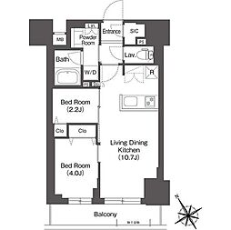 BluRock後楽園 2LDKの間取図画像