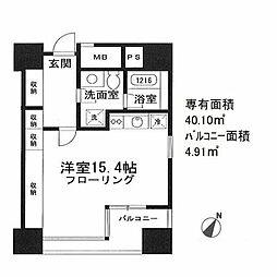 アクアキューブ銀座東 ワンルームの間取図画像
