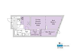 オークビラ ソウ 祐天寺 2SLDKの間取図画像