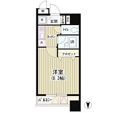 アクアコート 1Kの間取図画像