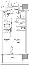 自由が丘ミューズスクエア ザ レジデンス 1LDKの間取図画像
