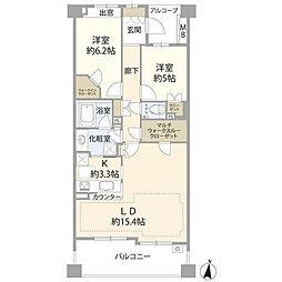 プラウド中野坂上 2LDKの間取図画像