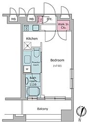 レジディア文京音羽2 ワンルームの間取図画像