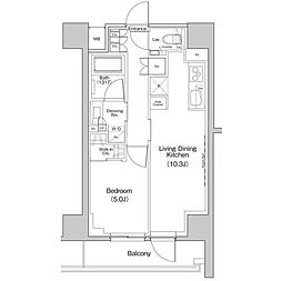 ザ・パークハビオ中野富士見町ガーデン 1LDKの間取図画像