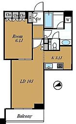 アトラスタワー西新宿 1LDKの間取図画像