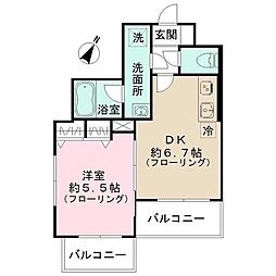 グランドール豪徳寺2 1DKの間取図画像