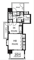 ライオンズシティ白金高輪 1DKの間取図画像