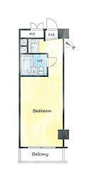 光建ハイムブリリアンス六本木 ワンルームの間取図画像