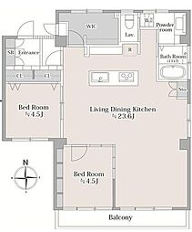 離宮ハイム 2LDKの間取図画像