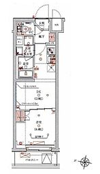ハーモニーレジデンス東京八広ザ・スプレッド 1DKの間取図画像