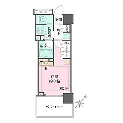 ザ・パークハウスアーバンス東五反田 ワンルームの間取図画像