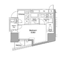 TheParkhabio南大井 1Kの間取図画像
