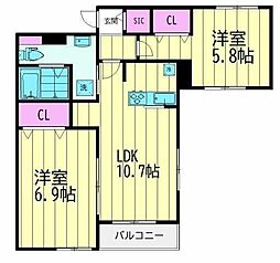 エスフラットV(S-FLAT V) 2LDKの間取図画像