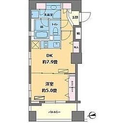 カスタリア高輪台 1DKの間取図画像