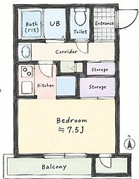 クローバー練馬 ワンルームの間取図画像