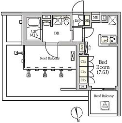 アークマーク南品川 4階ワンルームの間取り